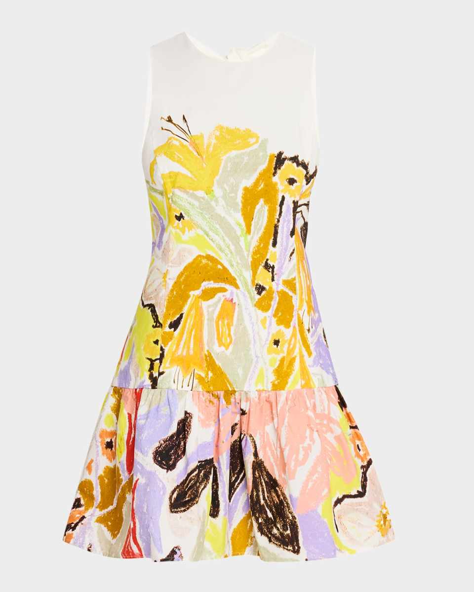 Marilyn Floral-Print Flounce Mini Dress